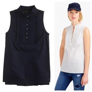 J.Crew Pleated Bib Popover Tunic - Solid Navy